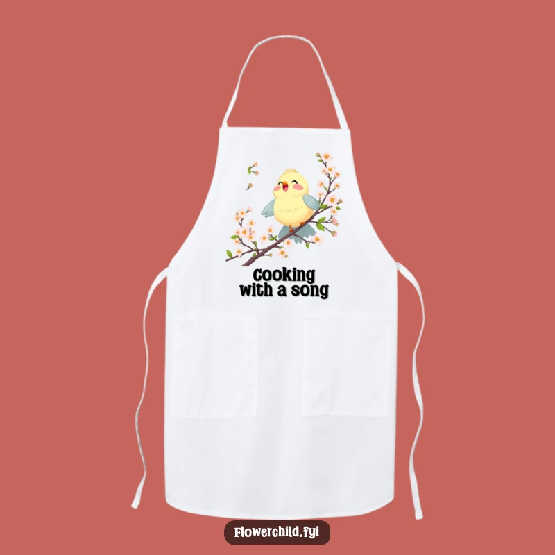 Joyful Bird Blossom Apron: Funny Kitchen Wear for Music Lovers