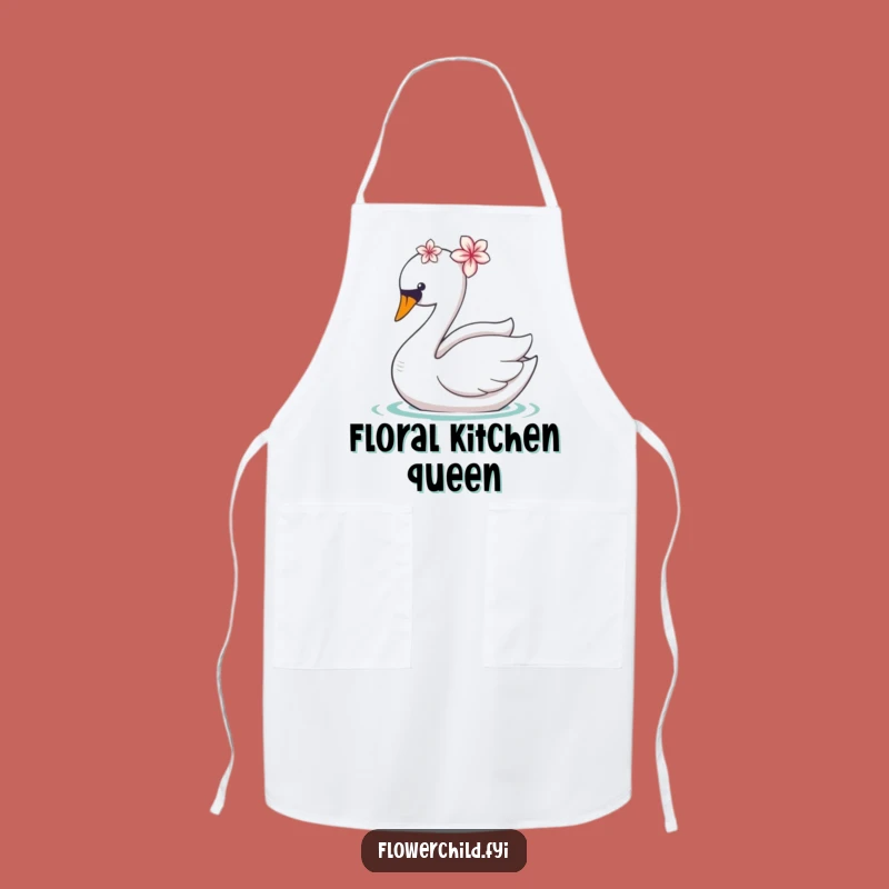 Funny Swan Flower Apron: Whimsical Kitchen Gift for Chefs