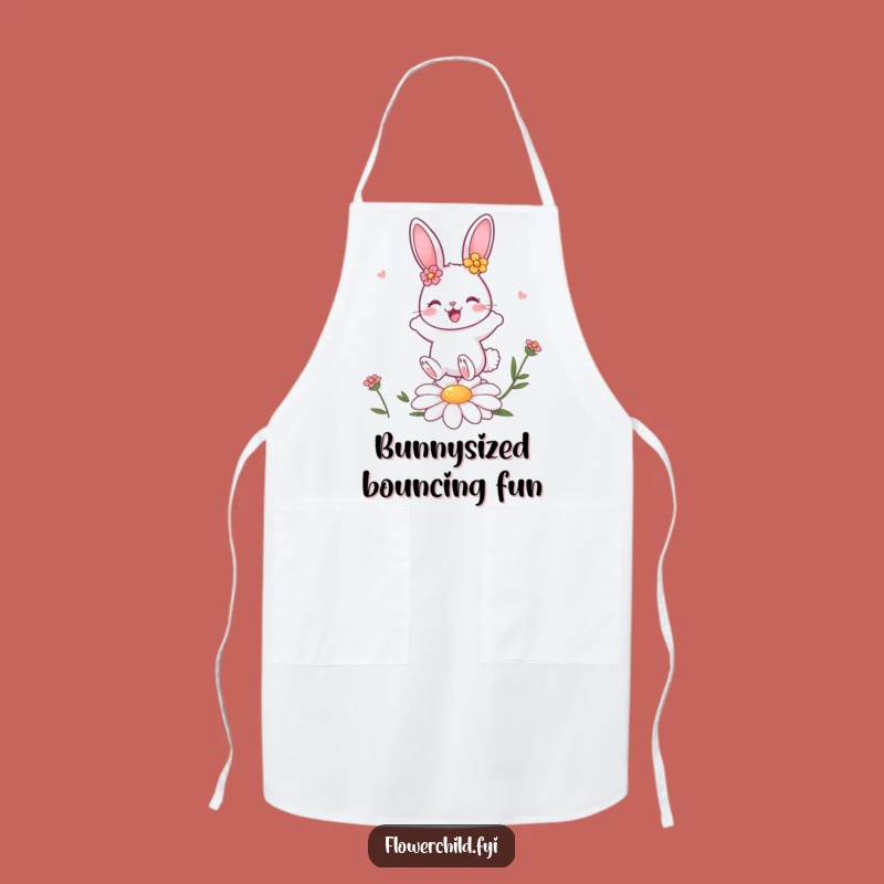 Funny Bunny Daisy Bounce Apron: Cute Kitchen Flower Wear