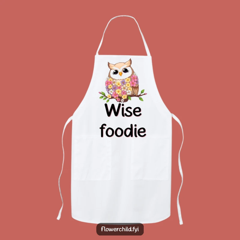 Funny Contented Owl Flower Boa Apron - Chic Gift for Kitchen Whimsy