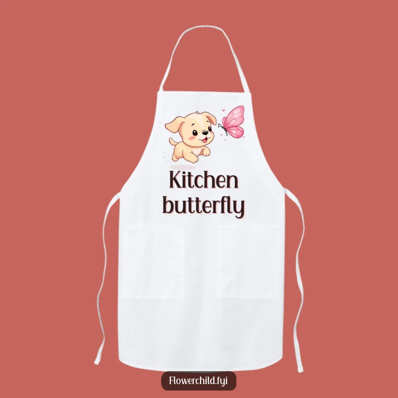 Funny Puppy Petal Butterfly Apron: Chef's Playful Pup, Practical Funny Gift for Cooks