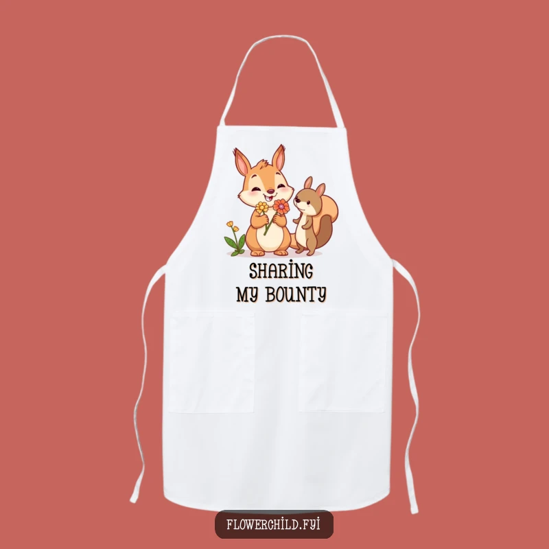 Funny Squirrel Apron: Jovial Chef Offering Flower, Fun Funny Gift