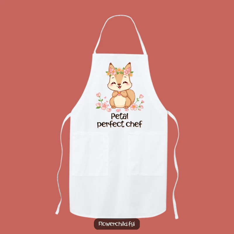 Funny Squirrel Flower Crown Apron: Cute Petal Gathering Kitchen Wear, Great Funny Gift