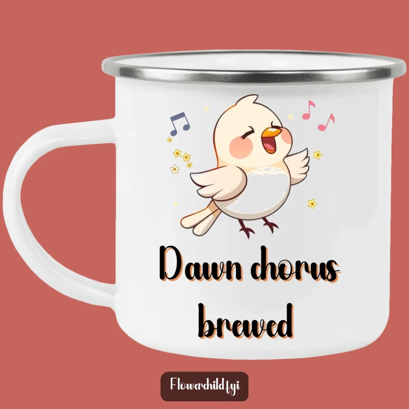 Funny Singing Bird Flower Wings Camping Mug: Happy Melody Maker, Durable Funny Gift for Outdoors