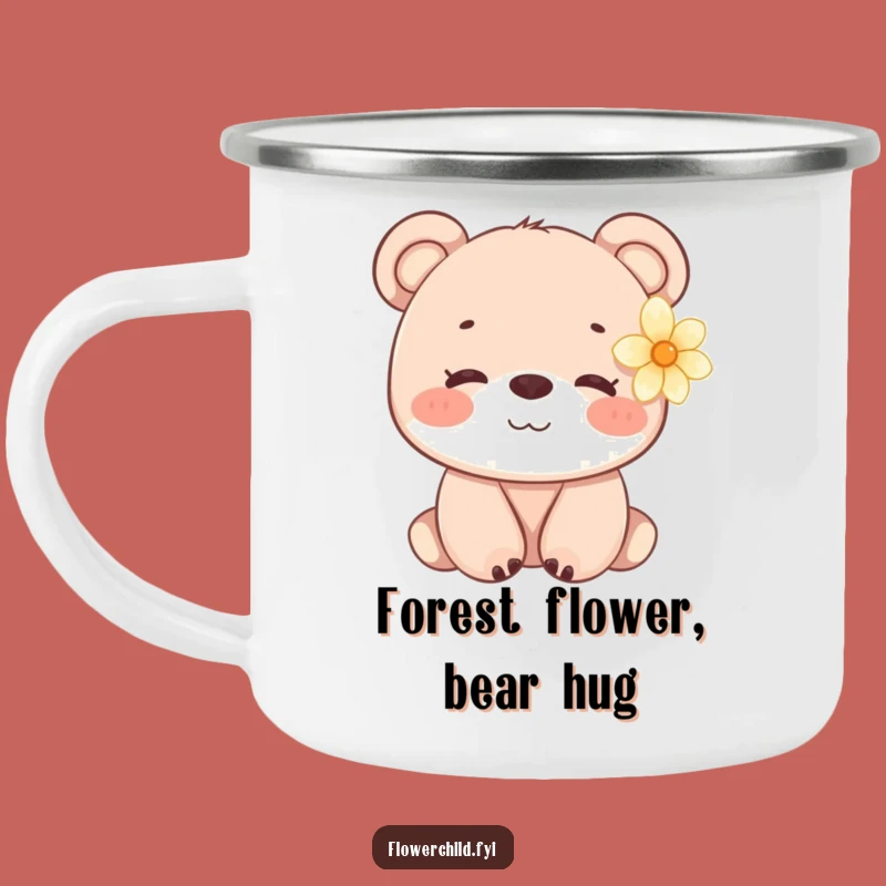 Funny Bear Cub Flower Camping Mug - Outdoor Nature Gift
