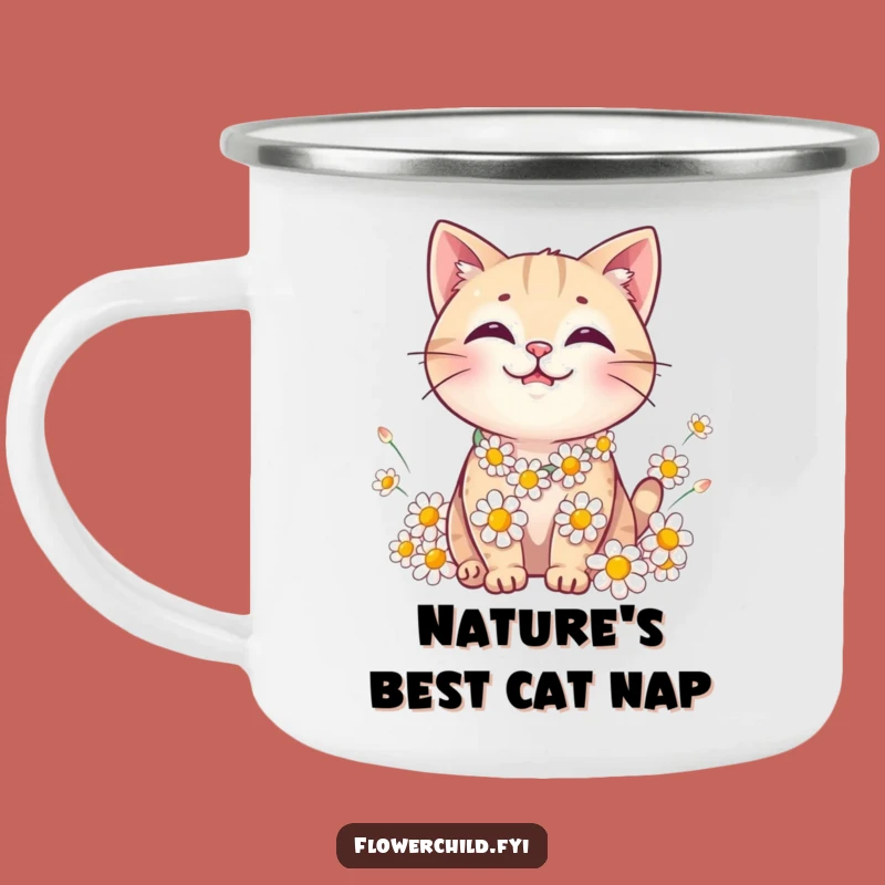 Funny Cat Daisy Chain Camping Mug - Outdoor Adorable Gift