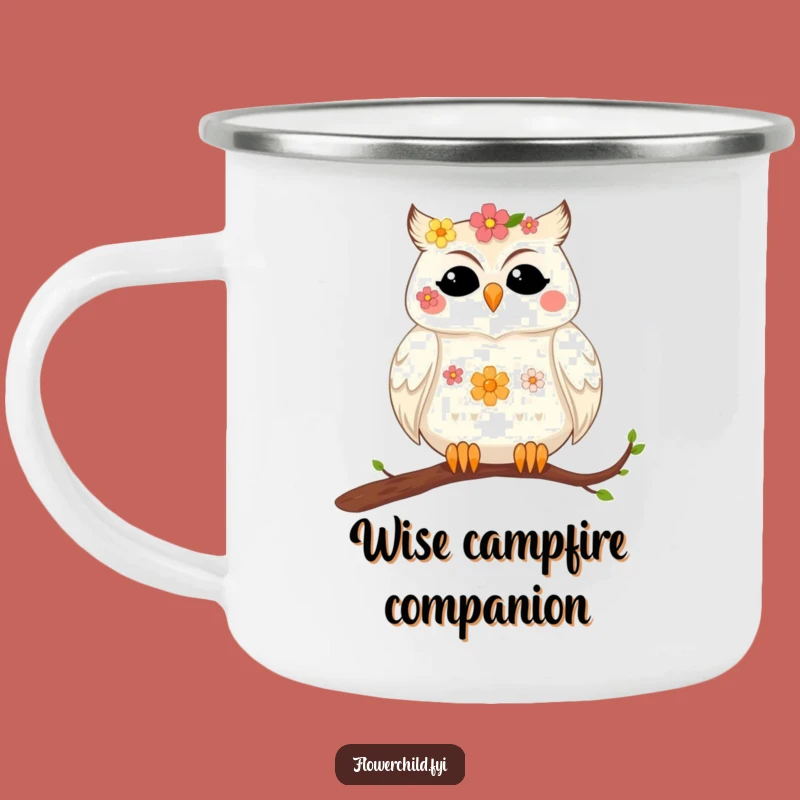 Funny Contented Owl Camping Mug - Peaceful Outdoor Drinkware