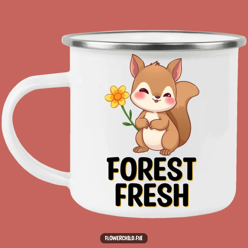 Funny Curious Squirrel Flower Ear Camping Mug - Adventure Beverage Holder Gift