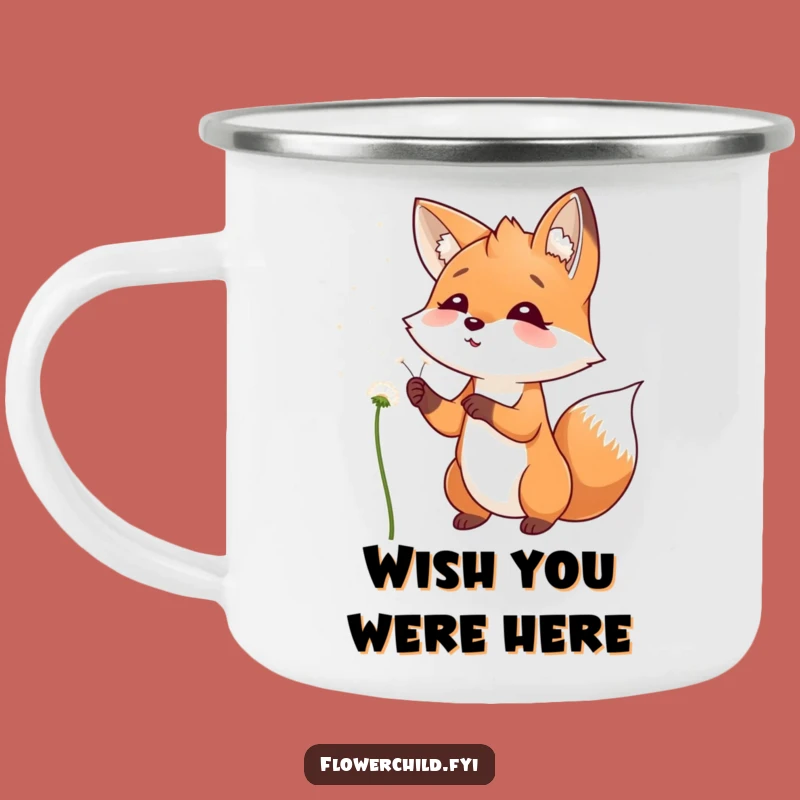 Funny Fox Dandelion Wish Camping Mug: Playful Blowing Cup, Outdoor Funny Gift