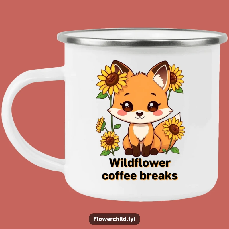 Funny Fox Sunflower Camping Mug: Enjoy Nature's Playfulness - A Perfect Outdoor Funny Gift!