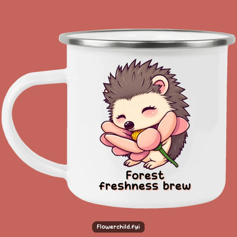 Funny Hedgehog Camping Mug: Nature's Brew for Curious Explorers