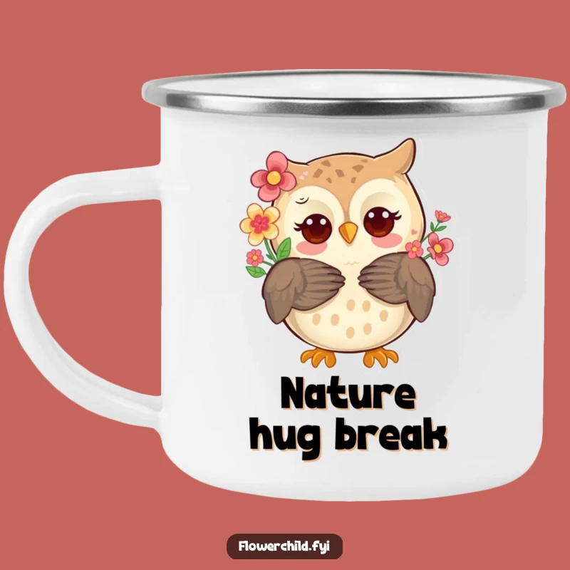 Funny Owl Camping Mug - Enamel Flower Feathered Friend Drinkware Gift