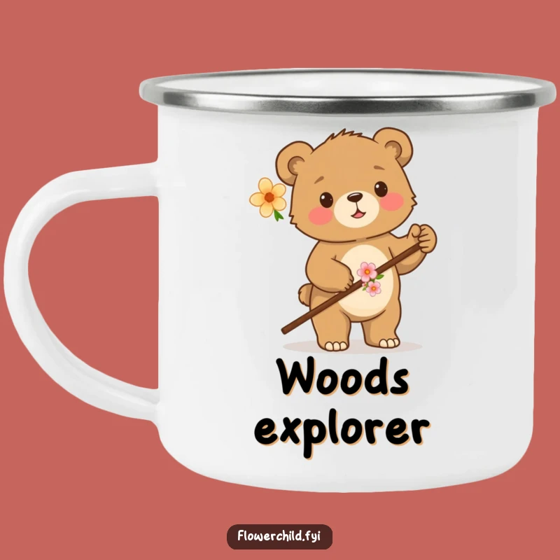 Funny Proud Bear Cub Walking Stick Camping Mug - Outdoor Explorer Beverage Holder