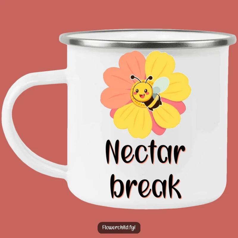 Funny Smiling Bee Flower Camping Mug - Cheerful Outdoors Beverage Holder
