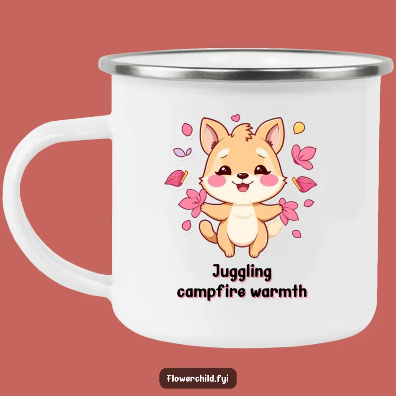 Funny Juggling Petals Animal Enamel Camping Mug: Adventure with Play