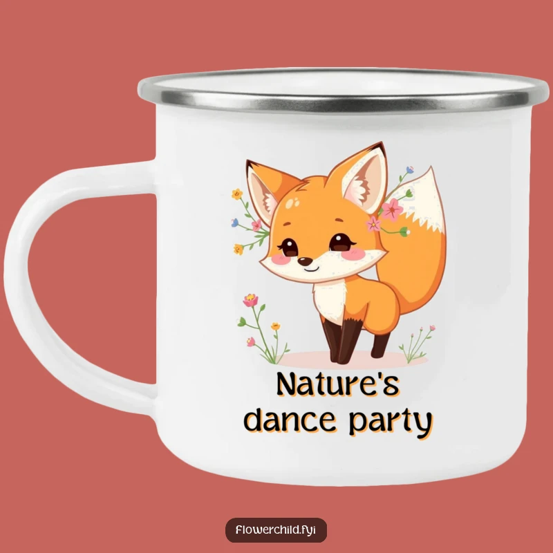 Durable Funny Fox Wildflower Dance Camping Mug - Outdoor Playfulness