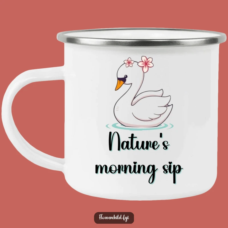 Funny Swan Flower Camping Mug: Adventure with Whimsical Charm