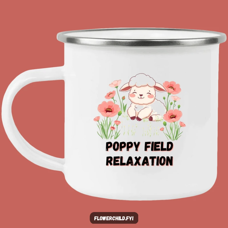 Funny Sheep Poppy Camping Mug: Peaceful Sips for Your Relaxing Adventures