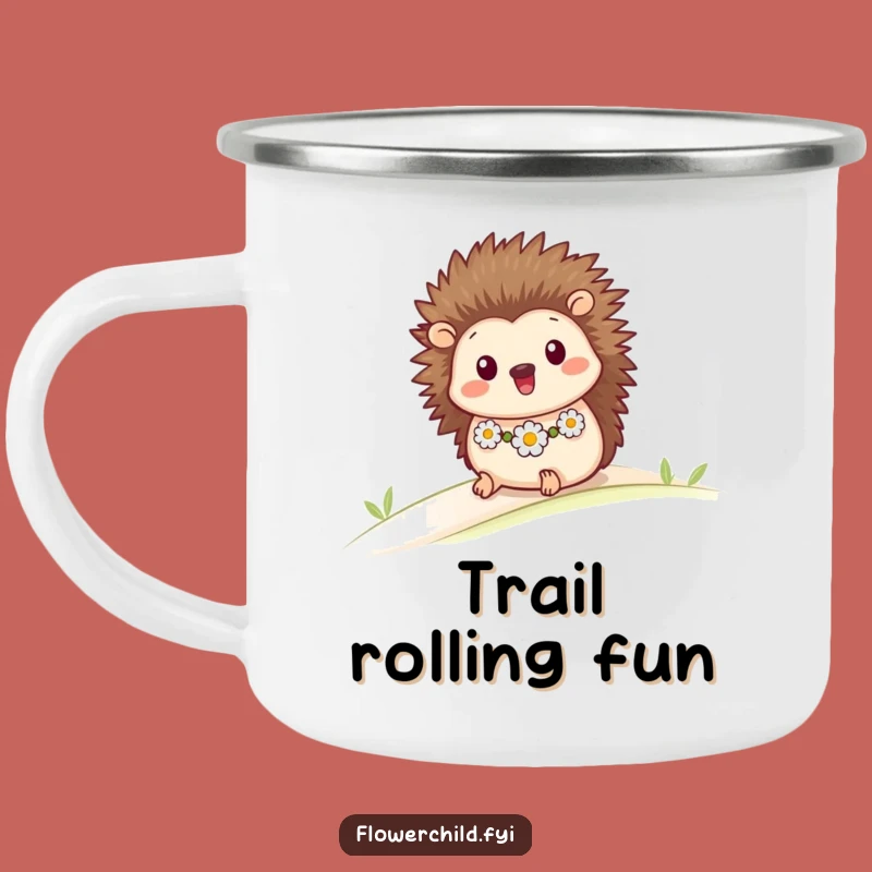Funny Hedgehog Camping Mug: Adventure with Rolling Joy