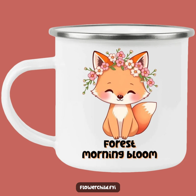 Whimsical Fox Blossom Camping Mug: Funny Outdoor Companion