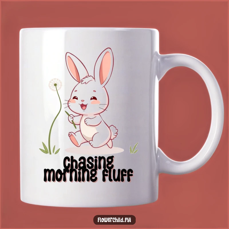Funny Bunny Dandelion Mug: Playful Chase, Perfect Funny Gift for Joyful Mornings