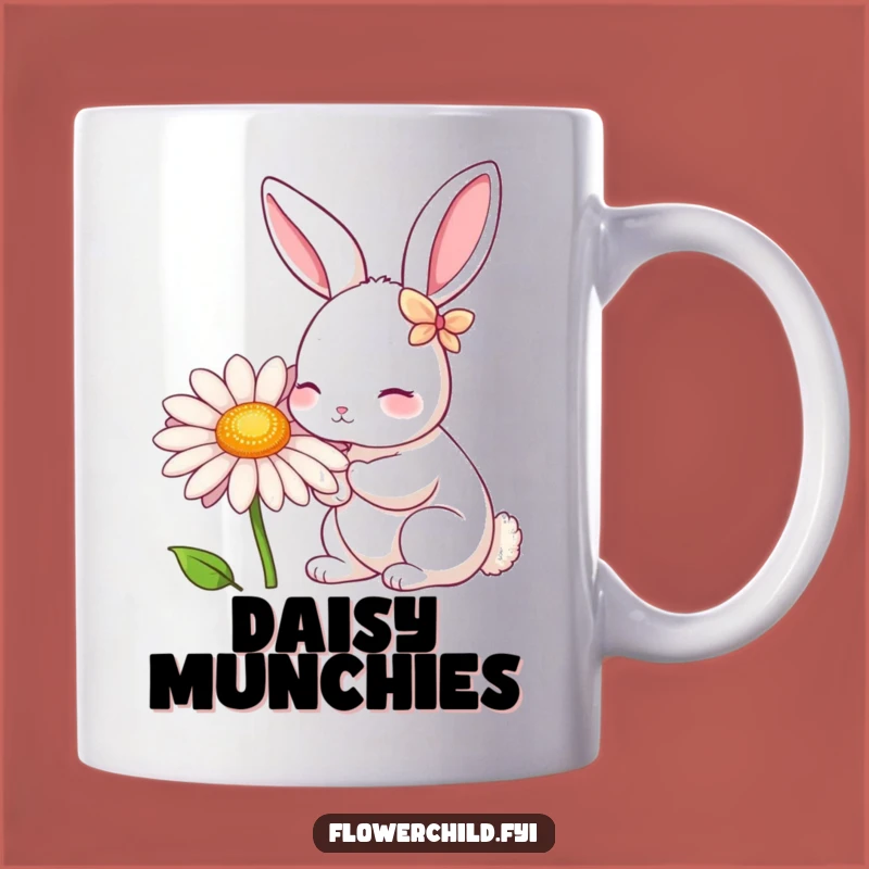Funny Rabbit Daisy Nibbler Mug: Petal-Eared Friend, Perfect Funny Gift for Gardeners