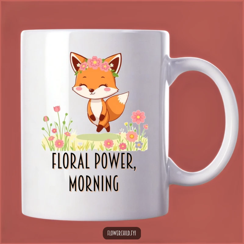 Funny Fox Flower Crown Mug: Cheerful Meadow Skipper, Perfect Funny Gift for Her