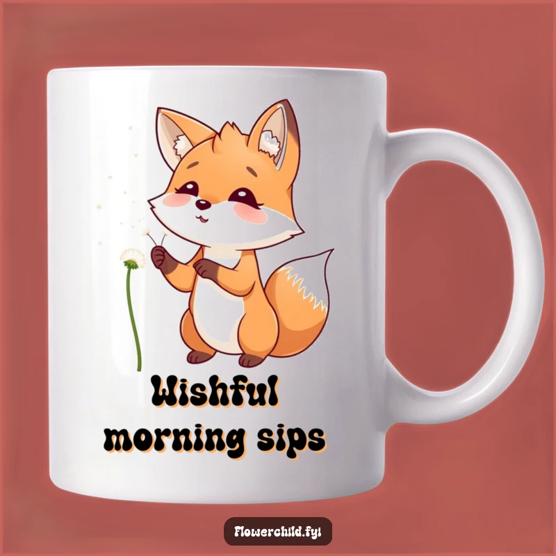 Funny Fox Dandelion Wish Mug: Playful Blowing Design, Perfect Funny Gift