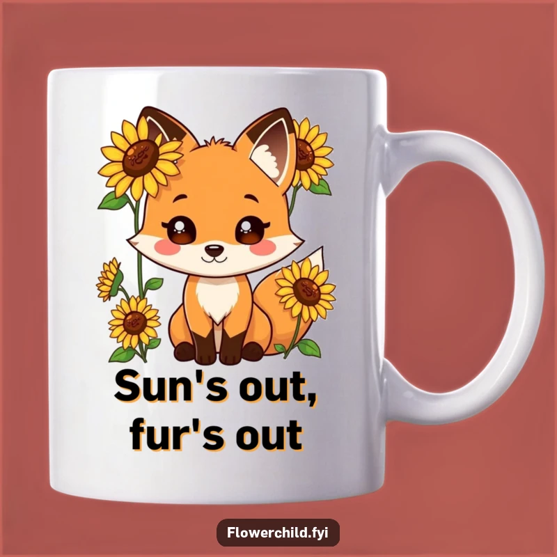 Funny Fox Sunflower Mug: Playful Nature Design - A Whimsical Funny Gift!