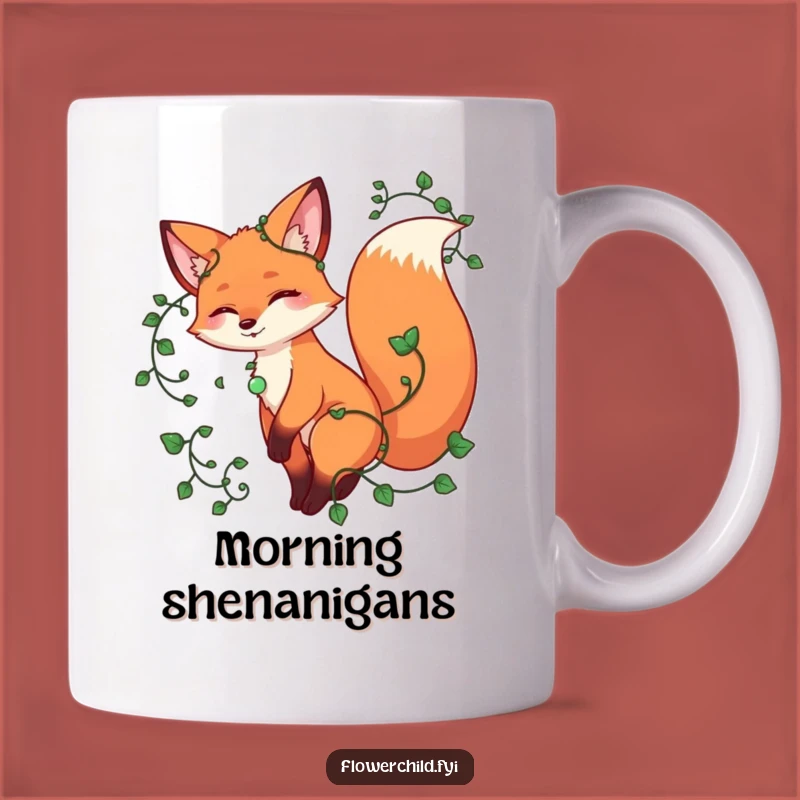 Funny Playful Fox Vines Mug - Whimsical Nature Creature Gift