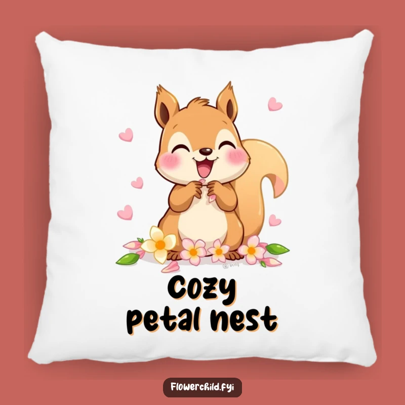 Funny Squirrel Petal Pillow: Cozy Comfort with Crafty Charm - A Perfect Funny Gift!