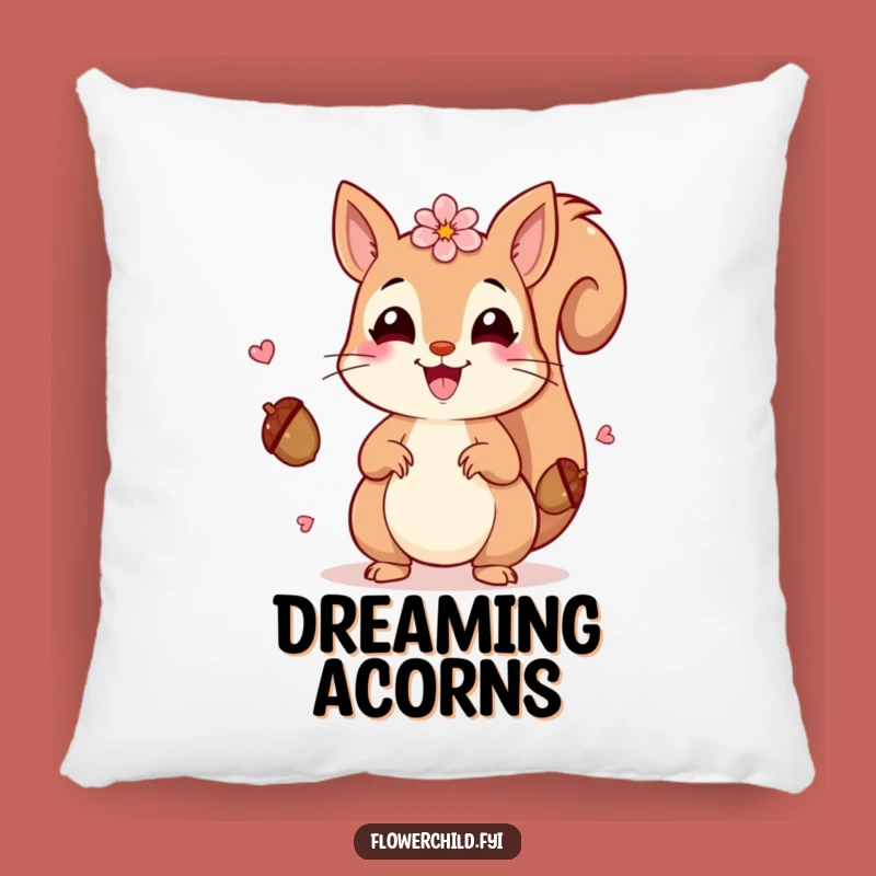 Funny Squirrel Petals Pillow: Soft Comfort with Cheerful Charm