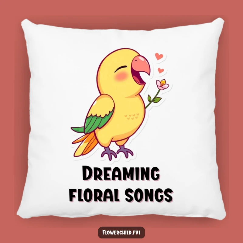 Funny Parrot Pillow: Vibrant Singing Parrot Flower Accent Gift
