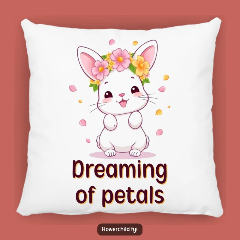 Comfortable Funny Bunny Flower Toss Pillow: Add a Touch of Whimsy