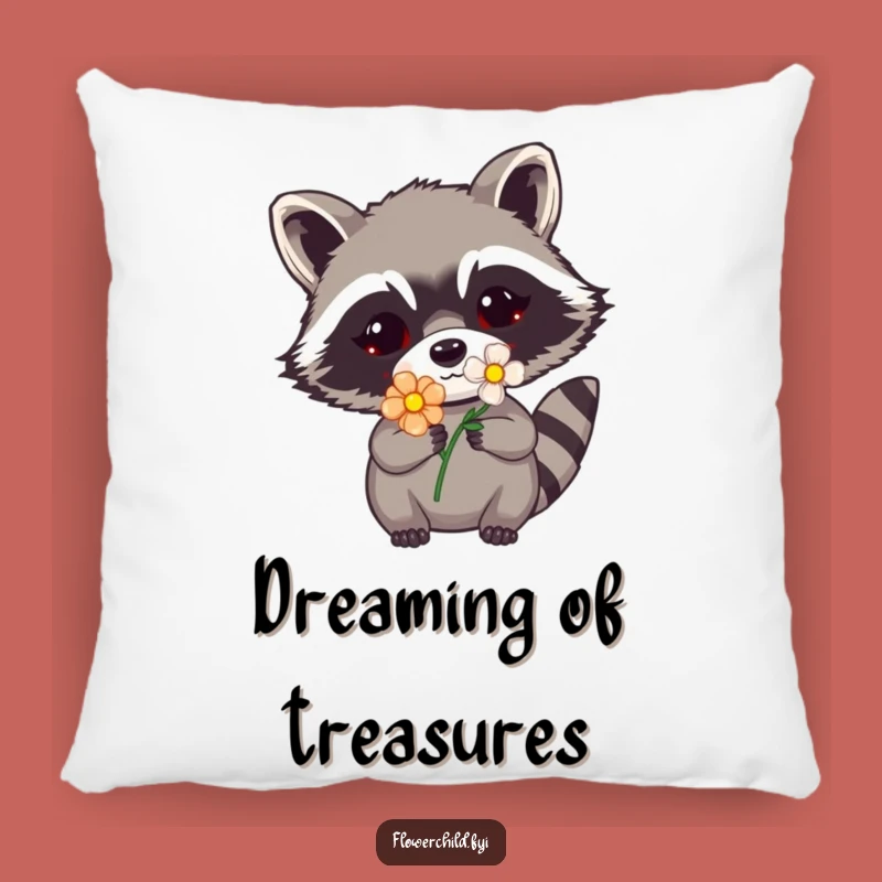 Funny Raccoon Flower Pillow: Cozy Comfort with Mischievous Charm