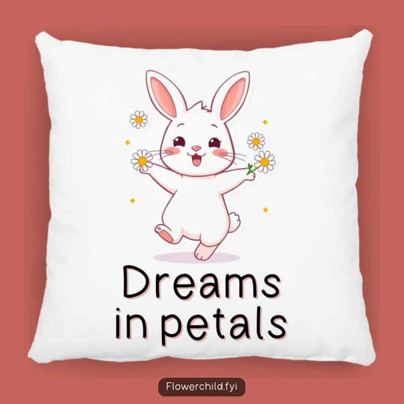 Funny Rabbit Daisy Dance Pillow: Cheerful Twirling Cushion, Comfy Funny Gift