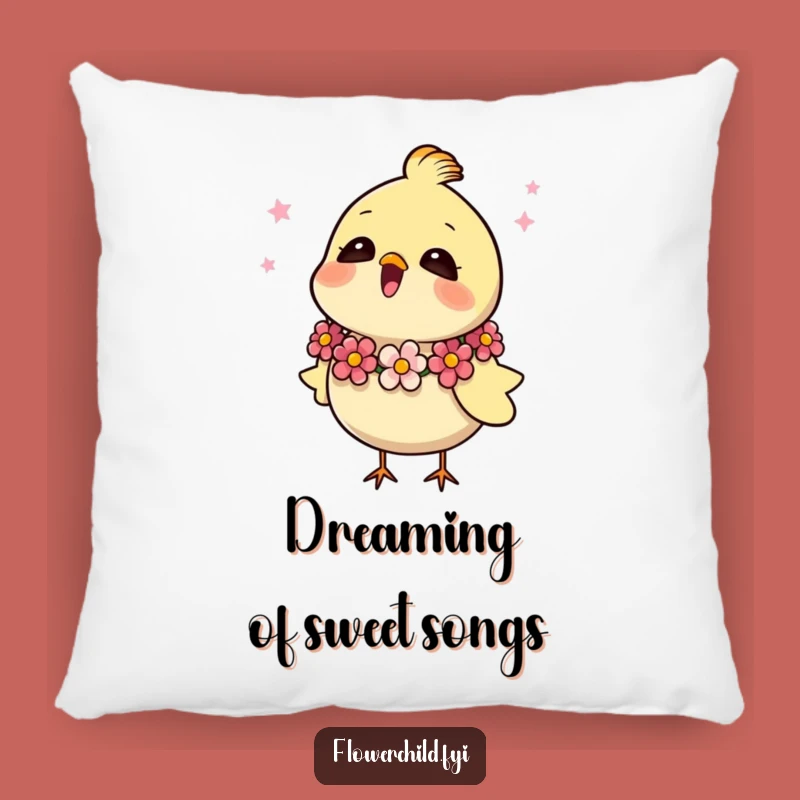 Funny Bird Garland Pillow: Cuddle Up with a Singing, Floral Friend