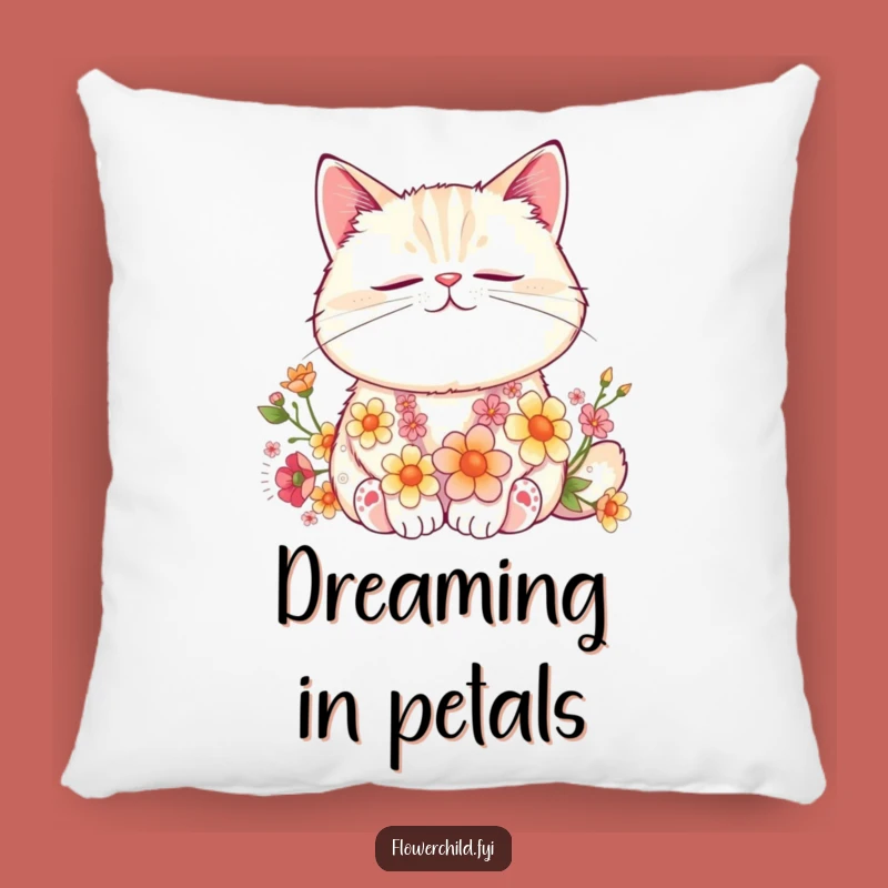 Funny Cat Flower Nap Pillow: Cozy Floral Friend Accent, Cute Funny Gift for Relaxation