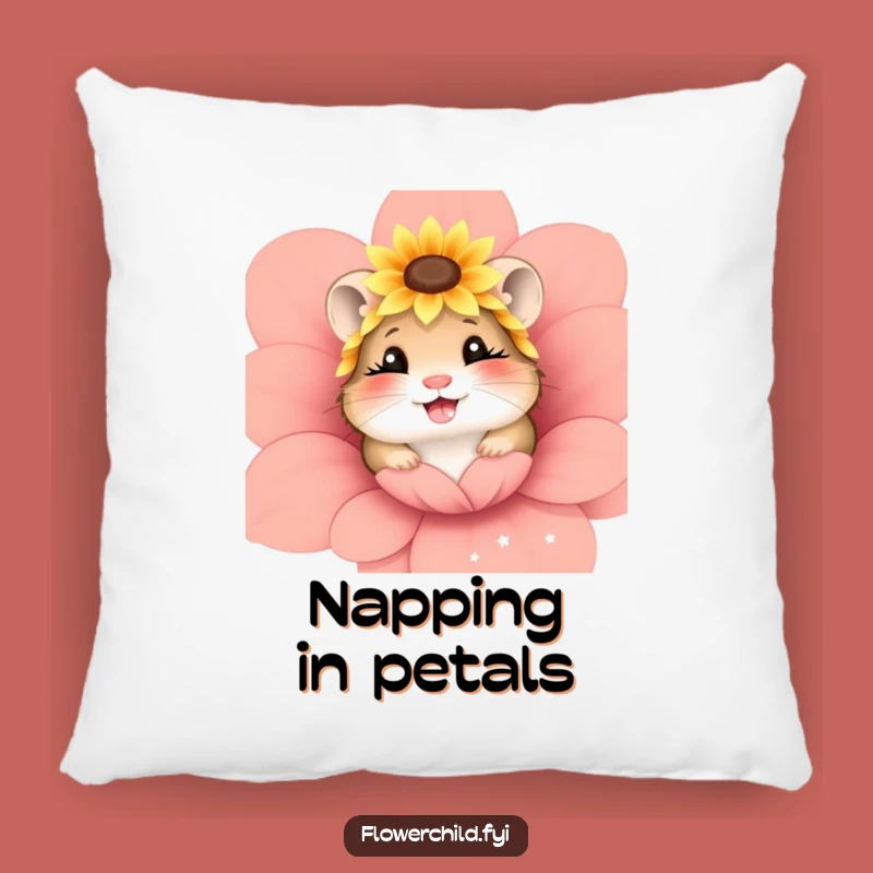 Funny Giggling Hamster Sunflower Pillow - Cute & Hilarious Comfort Accent