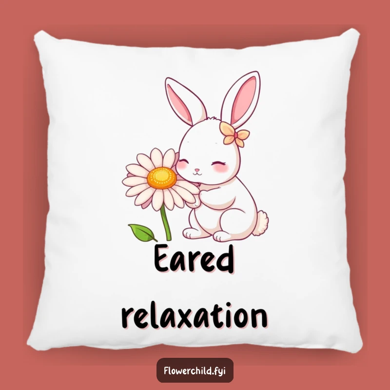 Funny Rabbit Daisy Nibbler Pillow: Cozy Petal-Eared Friend, Cute Funny Gift for Sofa