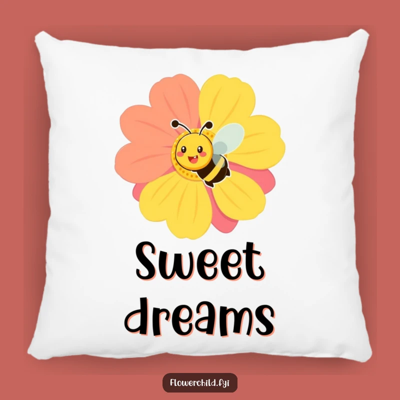 Funny Smiling Bee Flower Pillow - Cheerful Accent Cushion Gift