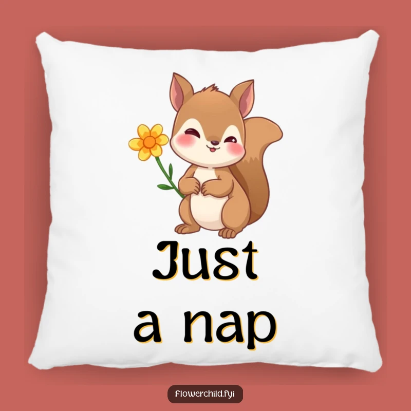 Funny Curious Squirrel Flower Ear Pillow - Cute Accent Cushion Gift