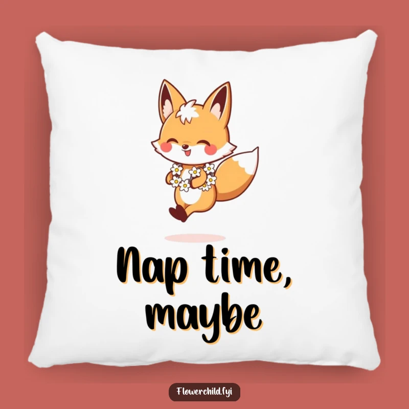 Cozy Funny Fox Daisy Chain Pillow: Snuggle Up with Woodland Cuteness