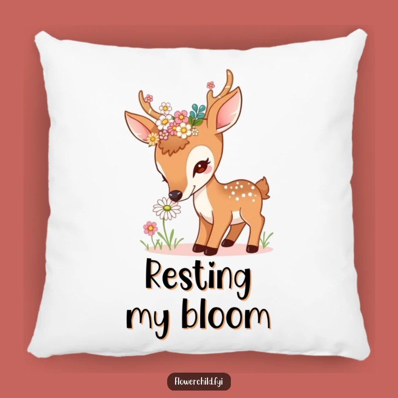 Comfy Funny Curious Deer Daisy Pillow - Soft Nature Accent