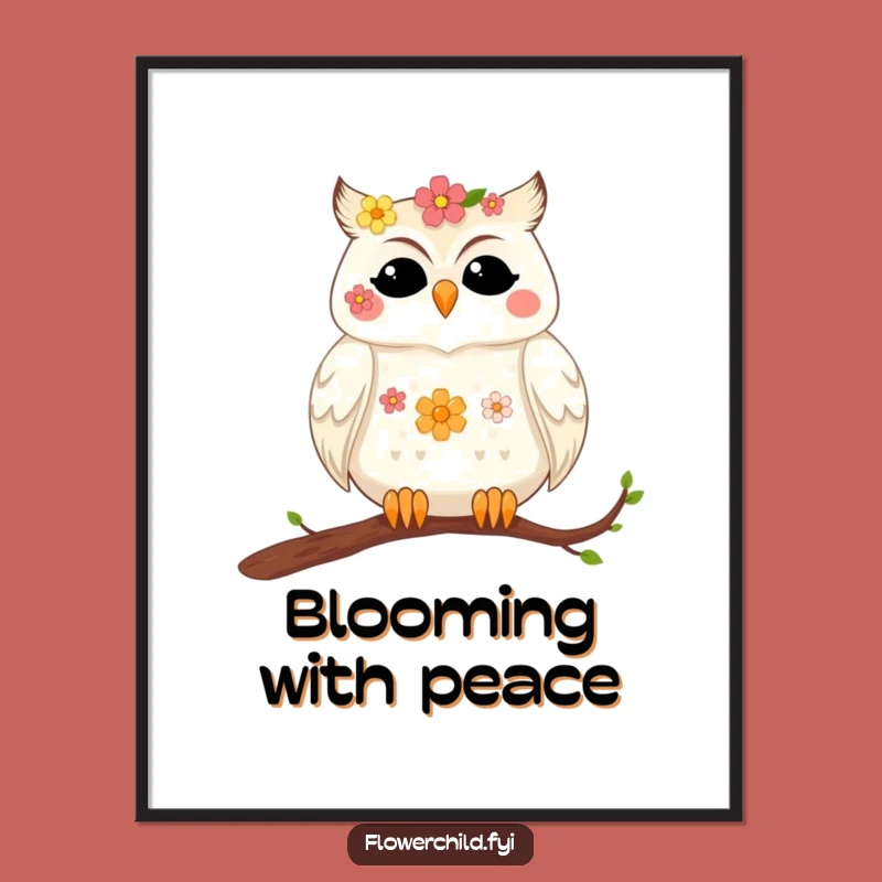 Funny Contented Owl Digital Art - Instant Peaceful Decor