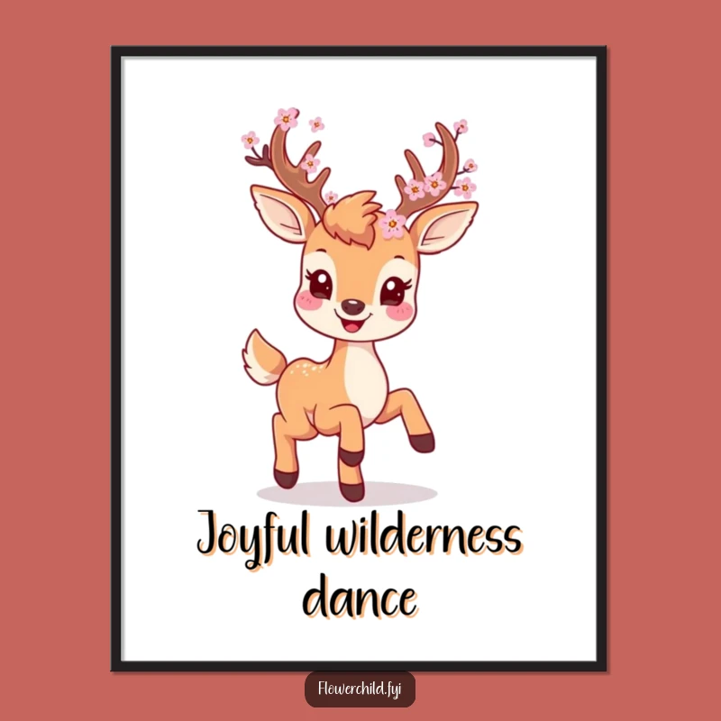 Funny Deer Digital Art - Blossom Antler Printable Prancing Gift