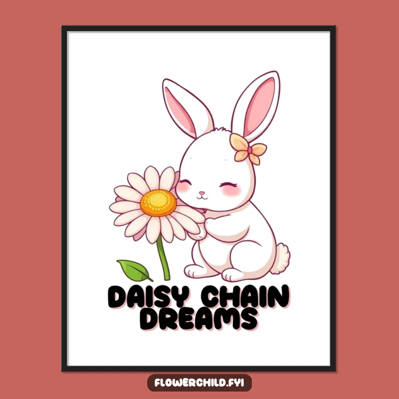 Funny Rabbit Daisy Nibbler Digital Art: Petal-Eared Friend Download, Instant Funny Gift