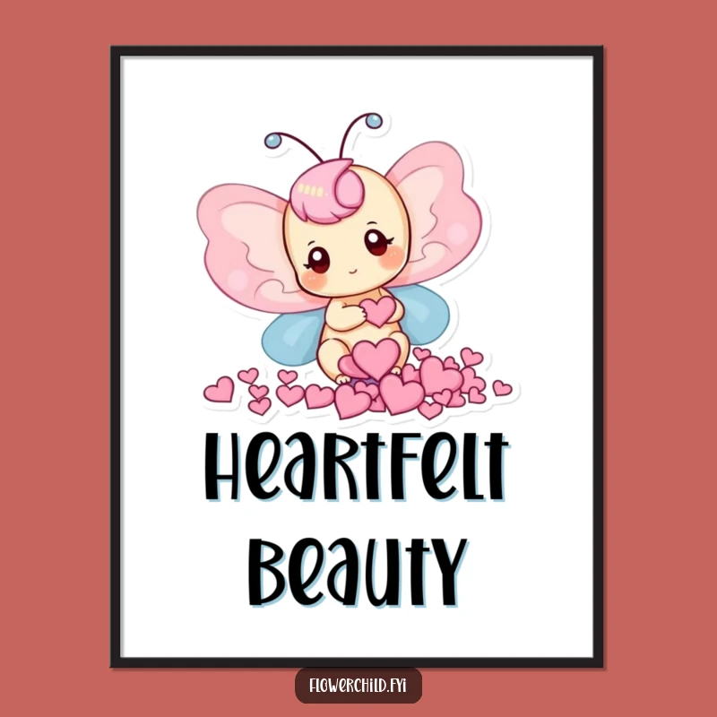 Funny Butterfly Hearts Digital Art: Romantic Print, Instant Funny Gift!