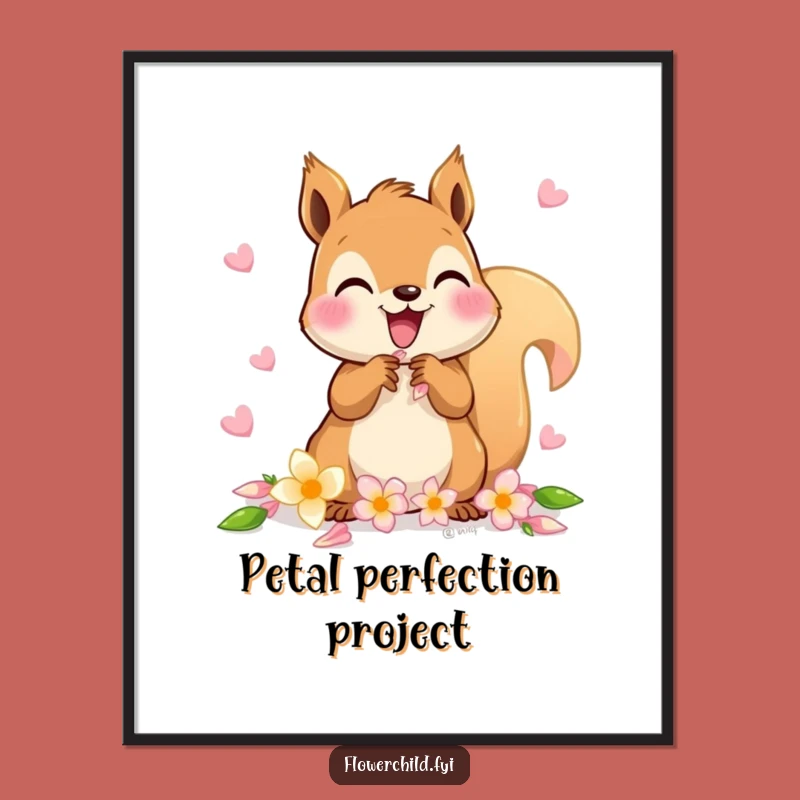 Funny Squirrel Petal Digital Print: Instantly Add Crafty Charm - A Perfect Digital Funny Gift!