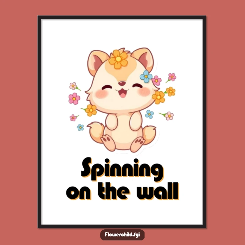 Funny Floral Animal Spinning Digital Art: Instant Joyful Decor
